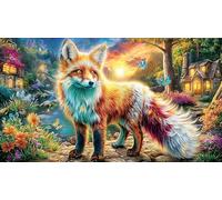 Celestial-Fox-with-Flame-Wings Puzzle para Adultos y niños 1000 Piezas Papel Reciclado Juego Educativo Desafiante Actividad en casa 38x26/1000pcs
