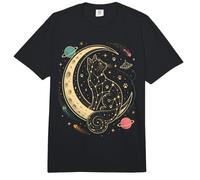 Celestial Gato Constelación Luna Creciente Amante de Gatos Comfort Colors Adult Heavyweight T-Shirt