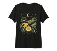 Celestial Goblincore Moth Moon Phases Botanical Wildflowers Camiseta Premium