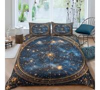 Celestial Impresión 3D Funda Nórdica Microfibra Decoración Dormitorio Juego de Ropa de Cama Galaxia Suave Transpirable Double（200x200cm）