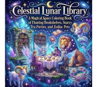 Celestial Lunar Library: A Magical Space Coloring Book of Floating Bookshelves, Starry Tea Parties, and Zodiac Pets