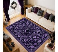 Celestial Moon Floral Mandala Fases Alfombra gótica de área de 5 x 7 pies