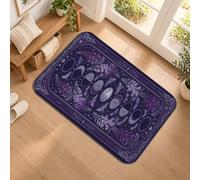 Celestial Moon Phase Floral Phases Mystical Runner Alfombra 2x3 | Fases lunares celestiales, alfombra de pasillo de noche, detalles florales botánicos, tonos violetas profundos místicos