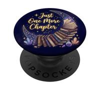 Celestial Moon Stars Navy Bookish Just One More Chapter Book PopSockets PopGrip Adhesivo