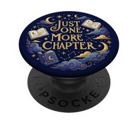 Celestial Moon Stars Navy Bookish Just One More Chapter Book PopSockets PopGrip Adhesivo