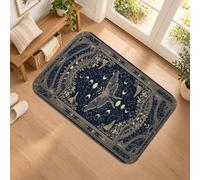 Celestial Moth Moon Phase Design - Alfombra bohemia de 2 x 3 | Alfombra de pasillo con diseño de fases lunares celestiales, bordes florales fantásticos, motivos de inspiración bohemia