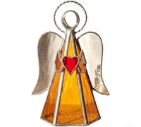 Celestial - Portavelas de acrílico con vitrales, figura decorativa de ángel rosa, amarillo, azul, brillo para el hogar, estante de mesa, juego de 3 (amarillo)