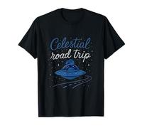 Celestial Road Trip UFO Espacio Humor Gráfico Camiseta
