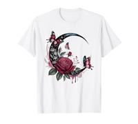 Celestial Rose Butterfly Luna Creciente Camiseta