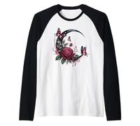 Celestial Rose Butterfly Luna Creciente Camiseta Manga Raglan
