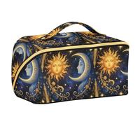 Celestial Sun and Moon - Neceser de aseo con divisores, bolsa de maquillaje portátil con asa vertical no empotrado