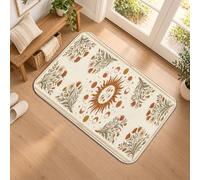 Celestial Sun and Moon Phase Botanical Bohemian Runner Rug 2x3 | Fases lunares celestiales, alfombra de pasillo de entrada, racimos de flores silvestres, tema artístico bohemio
