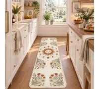 Celestial Sun and Moon Phase Botanical Bohemian Runner Rug 2x6 | Fases lunares celestiales, alfombra de pasillo de entrada, racimos de flores silvestres, tema artístico bohemio