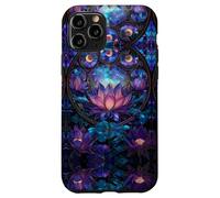 Celestial Sun Moon Stars Stained Art Effect Stain Art Lotus Carcasa para iPhone 11 Pro