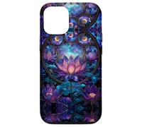 Celestial Sun Moon Stars Stained Art Effect Stain Art Lotus Carcasa para iPhone 12/12 Pro