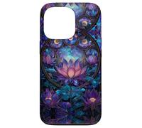 Celestial Sun Moon Stars Stained Art Effect Stain Art Lotus Carcasa para iPhone 13 Pro