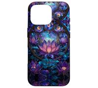Celestial Sun Moon Stars Stained Art Effect Stain Art Lotus Carcasa para iPhone 16 Pro