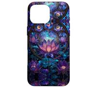 Celestial Sun Moon Stars Stained Art Effect Stain Art Lotus Carcasa para iPhone 16 Pro Max
