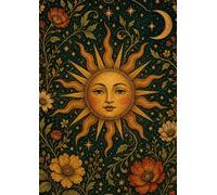 Celestial Sun Notebook Journal A4 - 120 Page Lined Notebook | Boho Moon & Floral Design, Perfect Gift for Writers