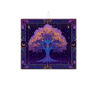 Celestial Tree - Tapetes de secado de platos para encimera de cocina, tapete absorbente para escurridor de platos, color violeta y dorado, almohadilla de secado de microfibra encantada de 16 x 18