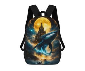 Celestial Whale & Moonlit Fantasy Citadel - Surreal Cosmic Ocean Artwork Mochilas Mochilas Infantiles Mochila Escolar Mochila Escolar Infantil Impresa En 3D Mochilas De Viaje De Moda Para Niños De Pri