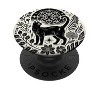 Celestial Witchy Black Cat Moon Magic Ocult Halloween PopSockets PopGrip Adhesivo