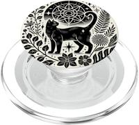 Celestial Witchy Black Cat Moon Magic Ocult Halloween PopSockets PopGrip para MagSafe