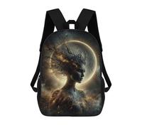 Celestial Woman with Moon Background Mochila Escolar Mochila De Papelería De Moda Mochila Impermeable Mochilas Informales Para El Día A Día - Perfecta Para Viajes, Trabajo Y Uso Diario 17inch