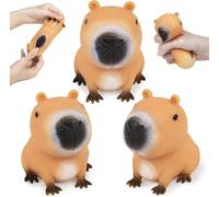 CelestiMingle Paquete de 3 Juguetes Antiestrés de Carpincho, Juguete para Apretar de Carpincho, Pelota Antiestrés de Pez Globo, Divertido Juguete Antiestrés Blando para Adultos y Niños. (A)