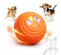 CelestiMingle Pelota Interactiva para Perros Pequeños y Medianos, Juguete Automático en Movimiento con LED, Juguete Recargable de TPU y PC para Uso en Interior y Exterior (Naranja) (H)