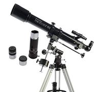 Celestron 21037 PowerSeeker 70EQ Telescopio refractor : incluye dos oculares, diagonal de imagen recta, lente Barlow de 3 aumentos, trípode ajustable en altura y bandeja de accesorios de lujo, negro