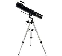 Celestron 21045 PowerSeeker 114EQ Telescopio Reflector Que Incluye Dos oculares, Lente Barlow, trípode Ajustable en Altura y Bandeja de Accesorios de Lujo, Negro