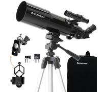 Celestron 22030 Travel Scope: telescopio Refractor portátil con Lente de 80mm, óptica de Vidrio Completamente Revestido, Paquete de Software Bonus Astronomy y Adaptador de Smartphone para digiscoping