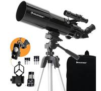 Celestron 22030 Travel Scope: telescopio Refractor portátil con Lente de 80mm, óptica de Vidrio Completamente Revestido, Paquete de Software Bonus Astronomy y Adaptador de Smartphone para digiscoping