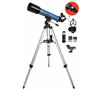 Celestron 22407 Inspire 90AZ Short Refractor Telescope with Built-In Smartphone Adapter - Includes Two Eyepieces, 90° Erect Image Diagonal, Height-Adjustable Tripod and Accessory Tray, Blue