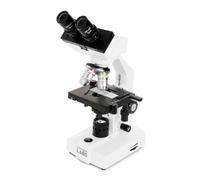 Celestron 44135 B1000CF: microscopio Compuesto con Cabezal Binocular, ampliación 40-1000x, pletina mecánica Ajustable, Incluye 10 portaobjetos preparados
