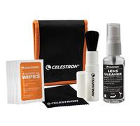 Celestron 93576 Kit de Limpieza para Lentes - Incluye 10 toallitas para Lentes, líquido de Limpieza, paño para Lentes y Cepillo para Lentes retráctil en una Bolsa de Transporte Ligera, Negro/Naranja