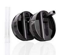 CeleVista Paquete de 2 tapas de repuesto para Stanley Quencher H2.0 y ProTour, tapa abatible con popote para vaso Stanley, a prueba de fugas, sin derrames y fácil de usar, reutilizable, color negro