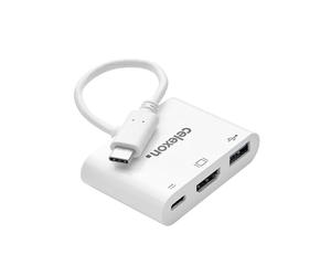 celexon Adaptador multipuerto USB-C a HDMI - USB-A - USB-C, Blanco