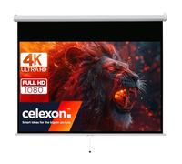 celexon basic Pantalla manual 90" | 200x113 cm 16:9 | Pantalla manual Full HD 4K para cine en casa o presentaciones | Pantalla de proyección apta para montaje en techo o pared