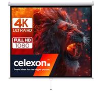 celexon Basic Cine en casa y Negocios Pantalla Enrollable Manual - fácil instalación y Funcionamiento - 200 x 200 cm - 111" - 1:1