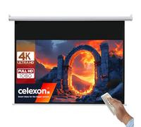 celexon basic Pantalla motorizada 110" | 240x135 cm 16:9 | Pantalla motorizada Full HD 4K para cine en casa o presentaciones | apto para montaje en techo o pared | incluye mando a distancia