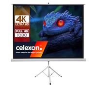 celexon basic Pantalla de trípode 120" | 220x220 cm 1:1 | Pantalla portátil 4K, full HD | pantalla de trípode para cine en casa y presentaciones de oficina | Montaje ultrarrápido en 3 pasos