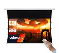 celexon basic Pantalla tensionada 90" | 200x113 cm 16:9 | Pantalla motorizada Full HD 4K tensionada para cine en casa y oficina | Montaje en techo/pared | Incl. mando a distancia