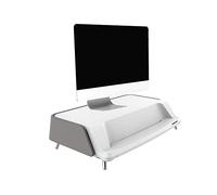 celexon Elevador de monitores para Display,o portátil Beige - Incluye Estante, estación de Carga USB, esterilización UV - 55,1 x 13,5 x 34,5 cm - Gris