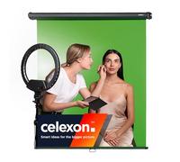 celexon Manual Enrollable Chroma Key Pantalla Verde, 200 x 190 cm - Escenario de Estudio Profesional/Fondo para la transmisión de vídeo, reunión de Webcam, formación en línea