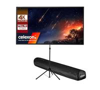 celexon portátil, Ligero y móvil Pantalla de vídeo-trípode con Barra telescópica de Altura Ajustable Ultra-Ligero - 199 x 112 cm - 90" - 16:9