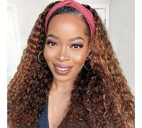 Celiarita Peluca de cabello humano virgen brasileño rizado sin pegamento, sin encaje frontal, color degradado #4/27, densidad del 150 %, para mujeres afroamericanas