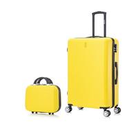 CELIMS - Maleta Grande de Viaje con Neceser Neceser 30cm Rígida con 4 Ruedas Ligera Facturación 23kg 75cm | Cerradura Integrada | Maleta Grande con 4 Ruedas 75cm | Amarillo