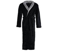 Celin ATEX Albornoz Mujer Hombre con Cuello Bata Coral de Forro Polar Suave, Muy Suave y Agradable, Nevada 2 Colores, Microfibra, Schwarz mit Anthrazit, Large
